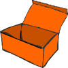 una caja anaranjada
