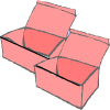 some pink boxes