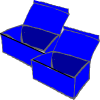 unas cajas azules